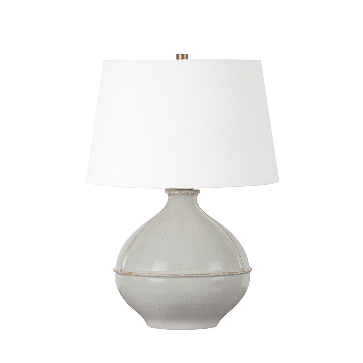 Salvage Table Lamp by Troy Lighting, 24" Pale Sage Ceramic Base, Off-White Linen Shade, Dimmable