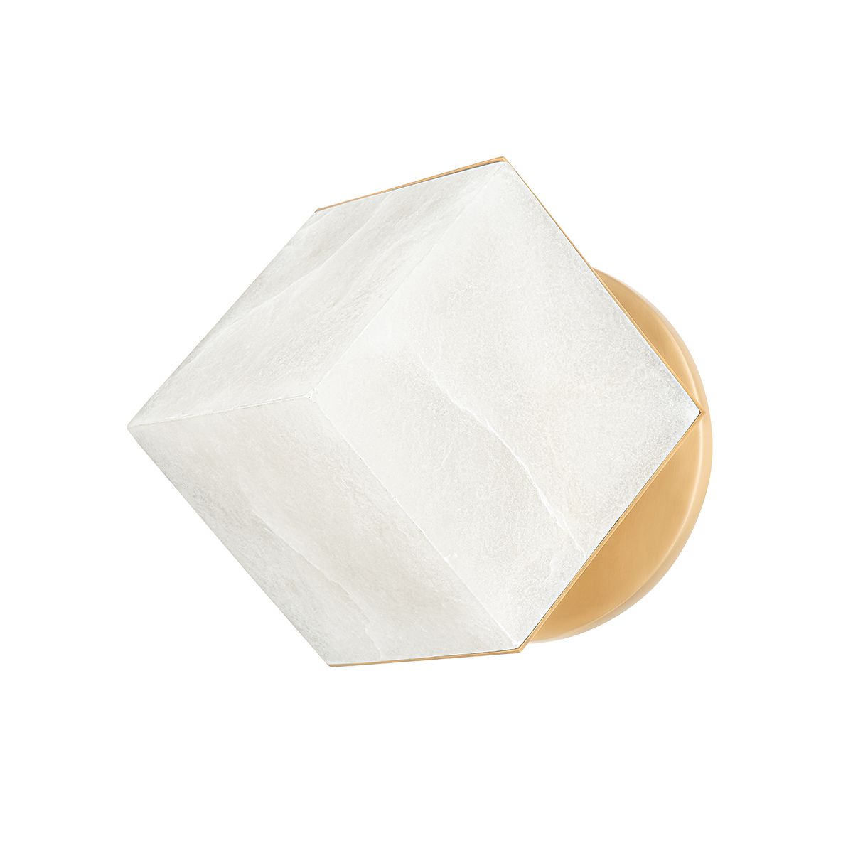 San Juan Sconce 8.25" H by Corbett Lighting - Vintage Brass Finish, Alabaster Cube, Dimmable Wall Light