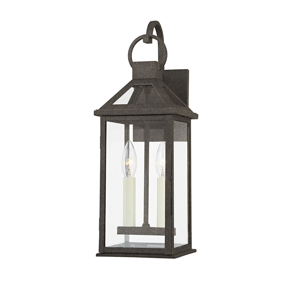 Sanders 18.75” Medium Outdoor Wall Sconce by Troy Lighting in French Iron, Dimmable, Weather Resistant