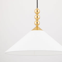 Mitzi Sang Pendant Light, 14.75" Height, Adjustable Dimmable Fixture with Aged Brass and Linen Shade