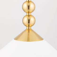 Mitzi Sang Pendant Light, 14.75" Height, Adjustable Dimmable Fixture with Aged Brass and Linen Shade