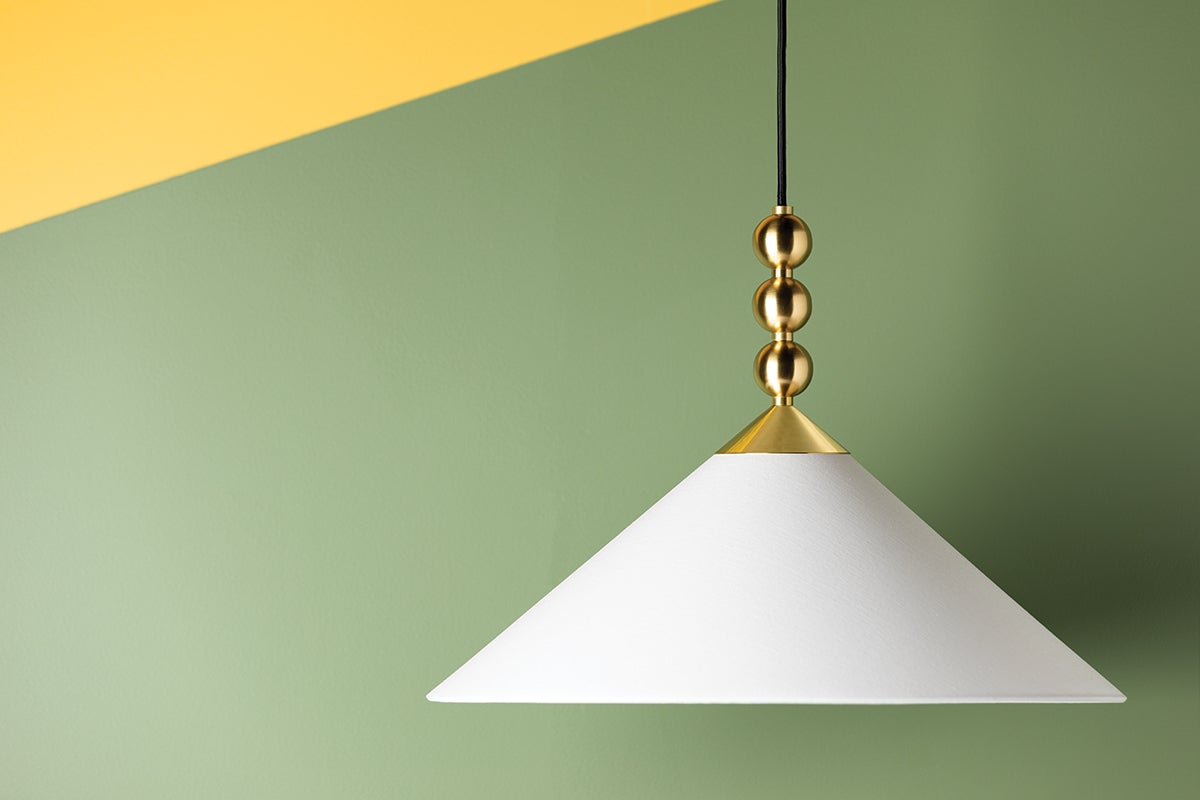 Mitzi Sang Pendant Light, 14.75" Height, Adjustable Dimmable Fixture with Aged Brass and Linen Shade