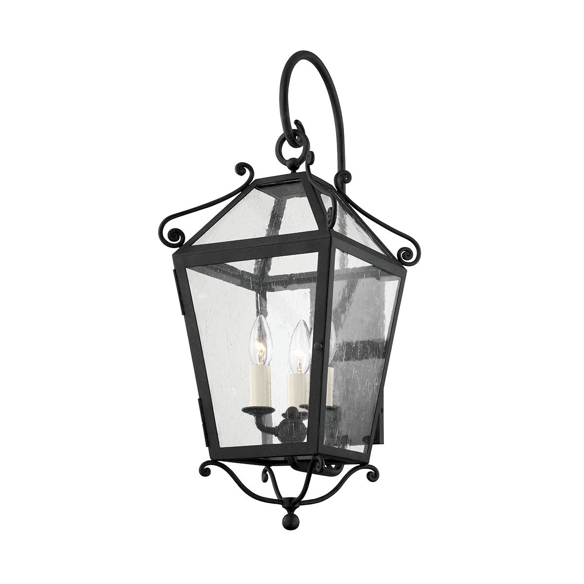 Santa Barbara County Medium Outdoor Wall Sconce By Troy Lighting, Dimmable, French Iron Finish, 25.75" Height