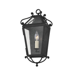 Santa Barbara County Outdoor Wall Sconce by Troy Lighting, 16.5" H, French Iron, Seeded Glass Shade, Weather Resistant