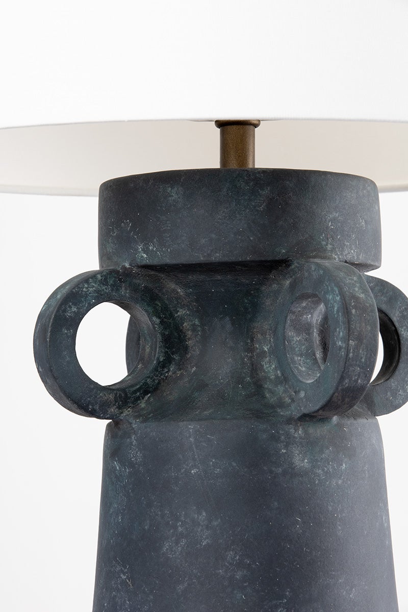 Santa Cruz Table Lamp by Troy Lighting - Dimmable Patina Brass and Black Ceramic Design