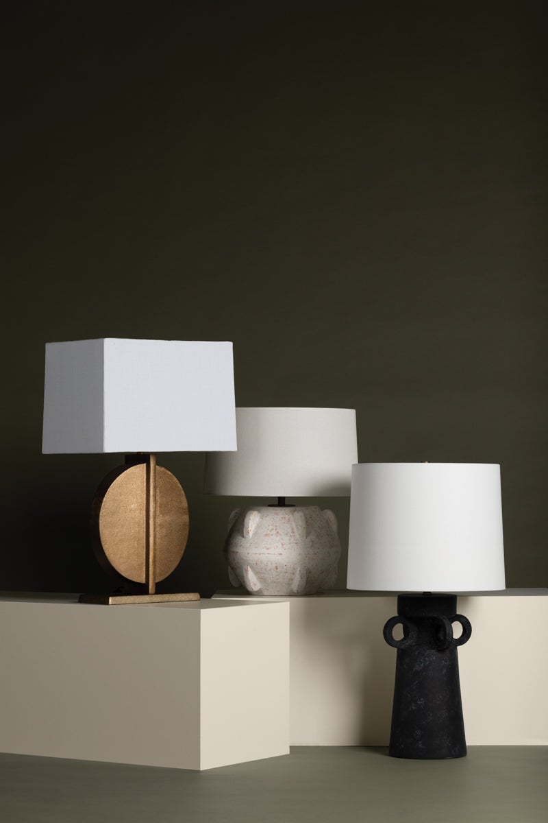 Santa Cruz Table Lamp by Troy Lighting - Dimmable Patina Brass and Black Ceramic Design