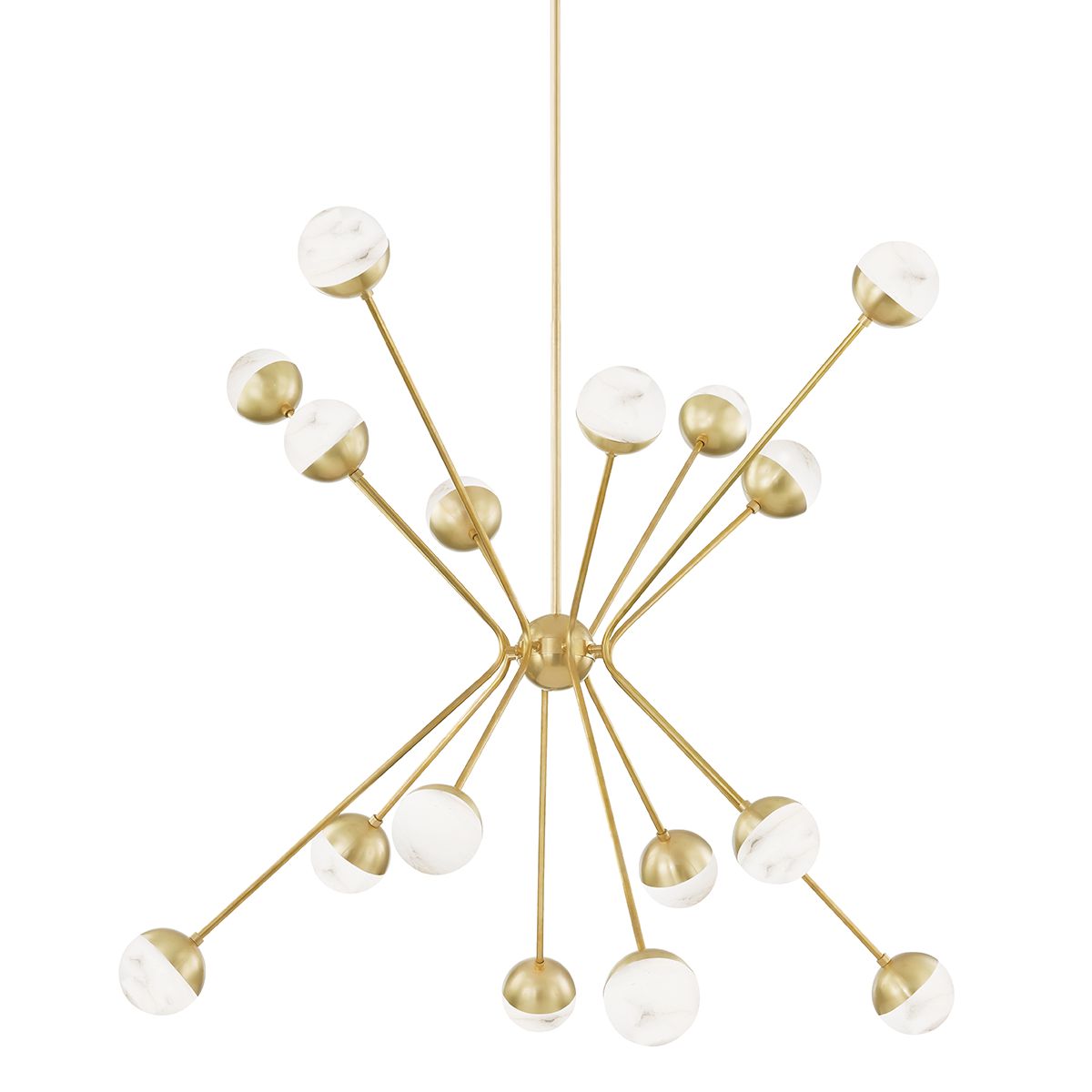 Saratoga 16-Light Chandelier by Hudson Valley Lighting in Aged Brass with Dimmable Alabaster Shades