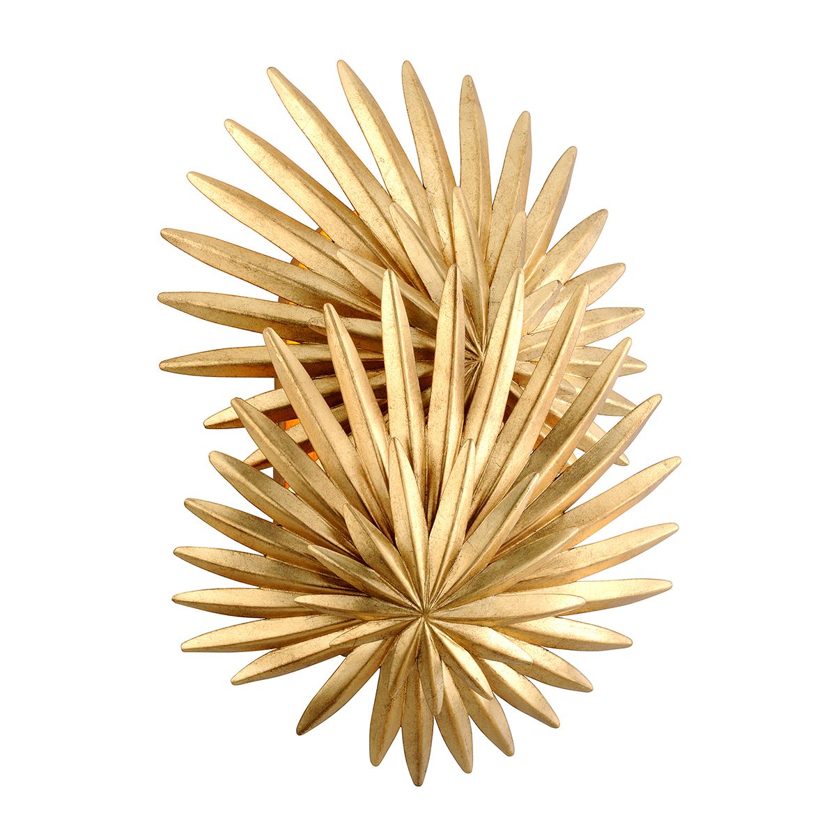 Savvy Large Sconce by Corbett Lighting, Vintage Gold Leaf Finish, 2-Bulb Palm-Frond Design, 17.25" High