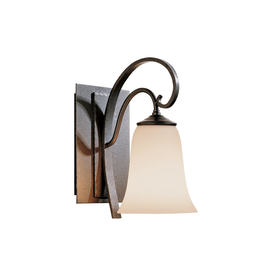 Hubbardton Forge Scroll Sconce 204531 - Handcrafted Steel & Opal Glass Wall Light, Dimmable, Custom Finishes