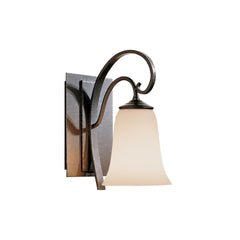 Hubbardton Forge Scroll Sconce 204531 - Handcrafted Steel & Opal Glass Wall Light, Dimmable, Custom Finishes