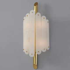 Selene Sconce 417-04-VPB by Corbett Lighting with Scalloped Alabaster Shades and Vintage Polished Brass Arm