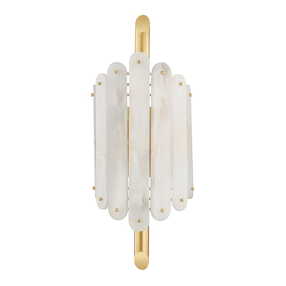 Selene Sconce 417-04-VPB by Corbett Lighting with Scalloped Alabaster Shades and Vintage Polished Brass Arm