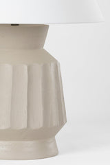 Selma Table Lamp by Troy Lighting, 75W Maximum, Unglazed Grey Ceramic Base, Off-White Linen Shade