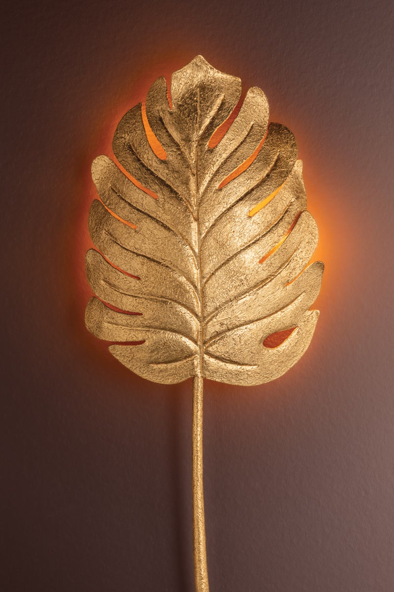 Seychelles Sconce 42" Height by Corbett Lighting - Gesso White & Vintage Gold Leaf, UL Damp Rated