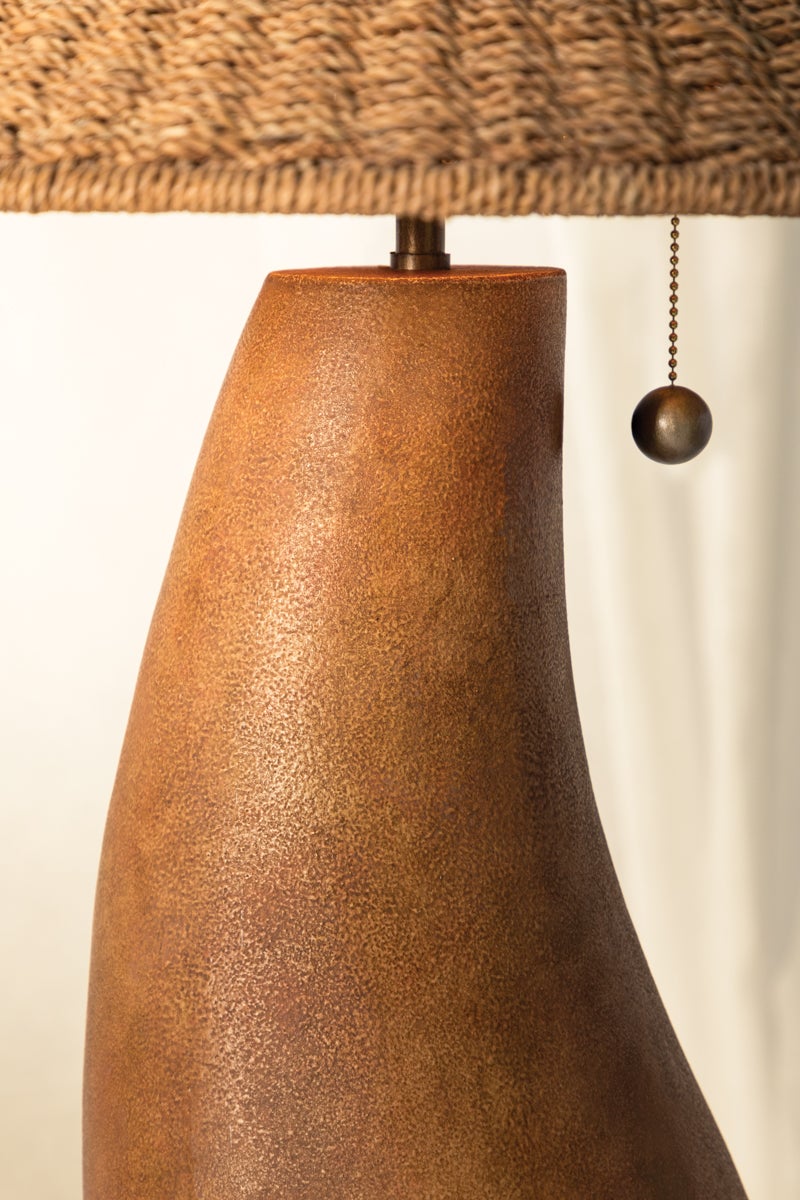 Seyla Table Lamp 29" Handcrafted Terracotta with Natural Abaca Shade & Dimmer by Troy Lighting