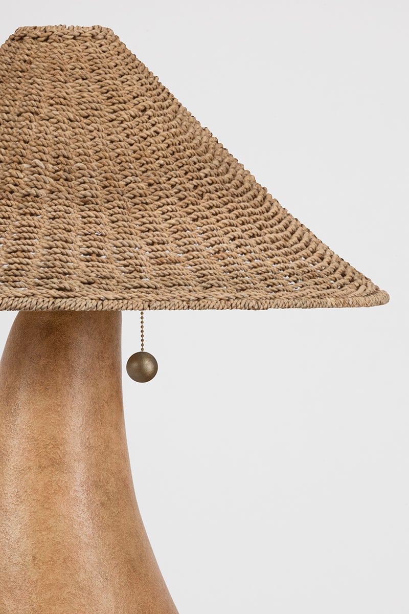 Seyla Table Lamp 29" Handcrafted Terracotta with Natural Abaca Shade & Dimmer by Troy Lighting