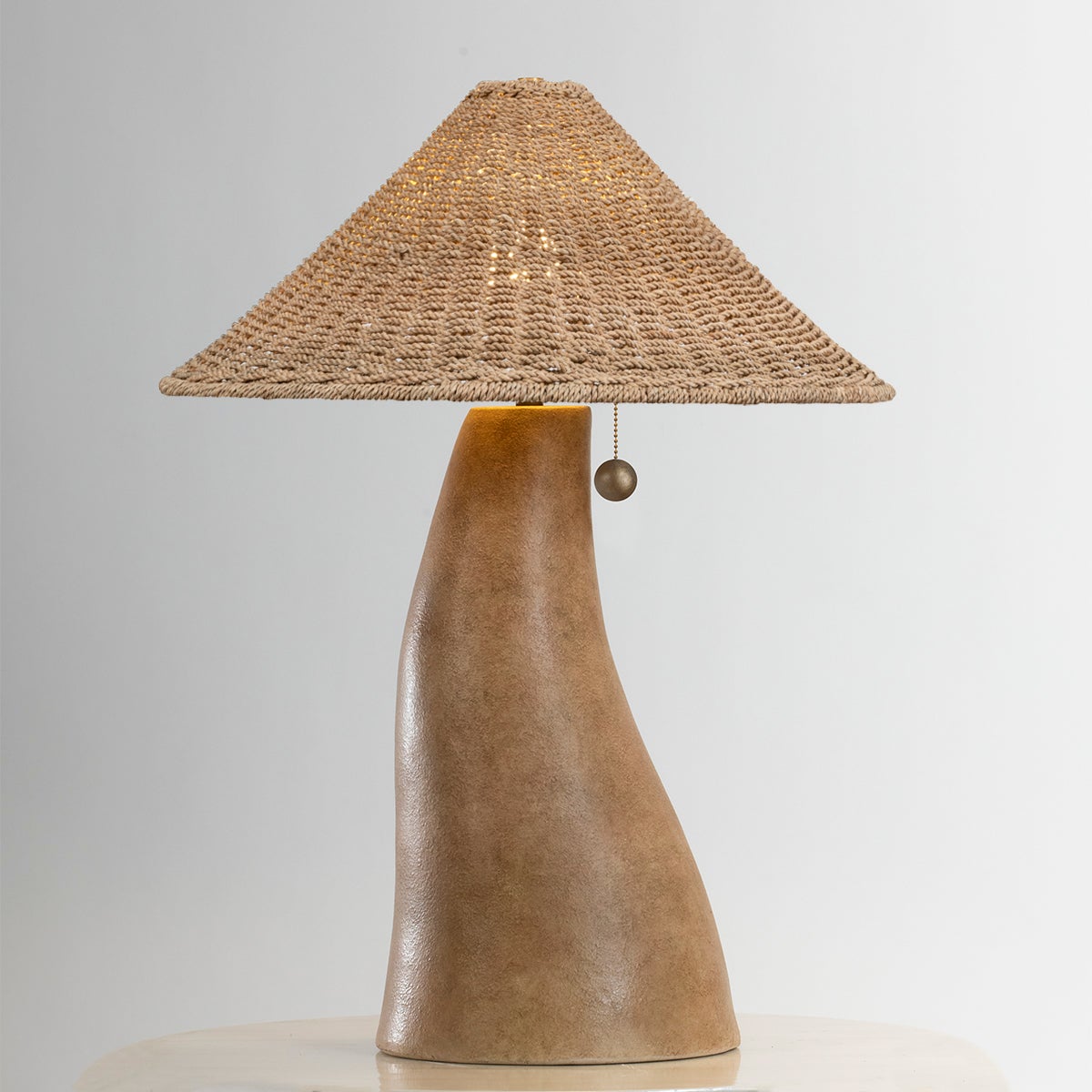 Seyla Table Lamp 29" Handcrafted Terracotta with Natural Abaca Shade & Dimmer by Troy Lighting