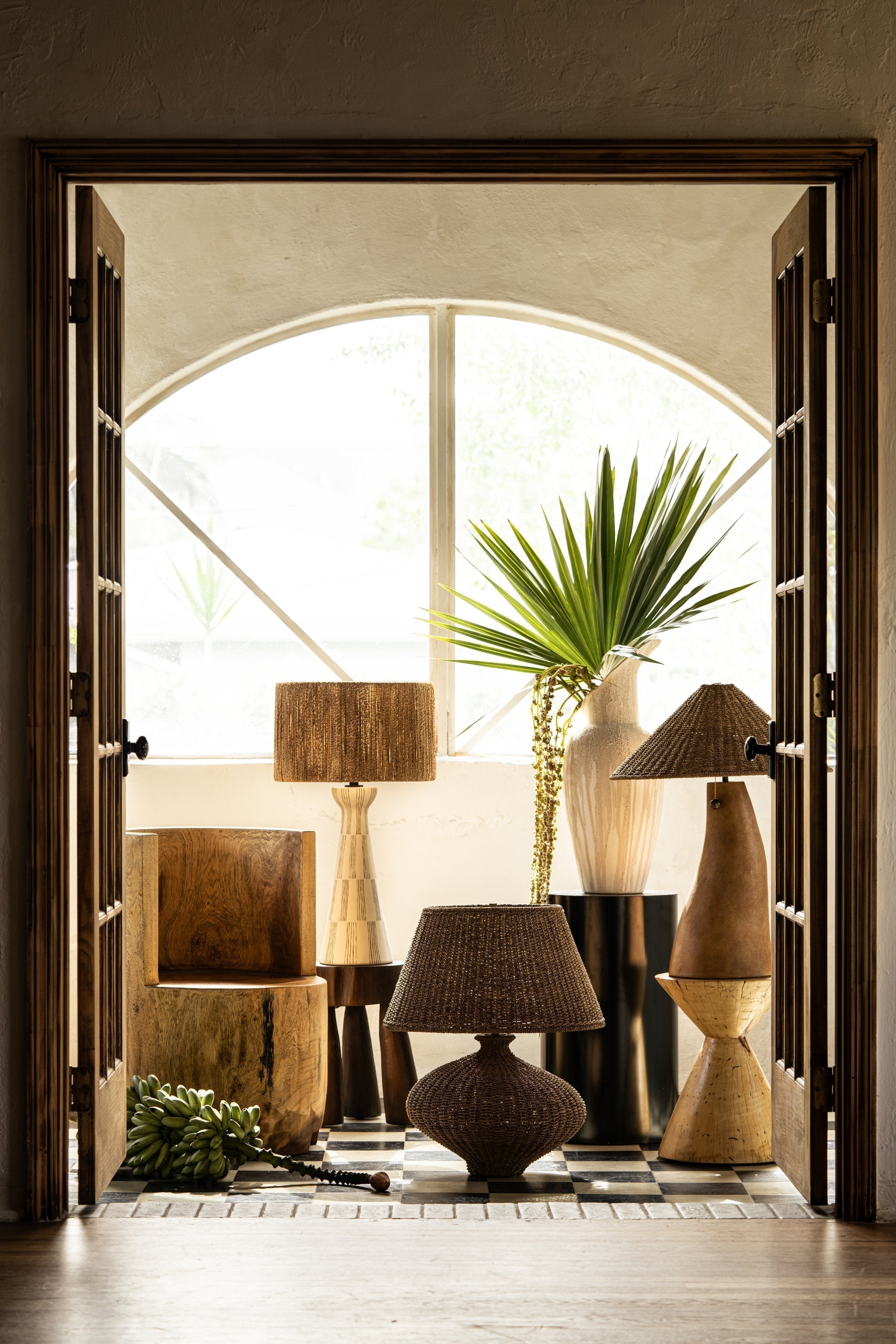 Seyla Table Lamp 29" Handcrafted Terracotta with Natural Abaca Shade & Dimmer by Troy Lighting