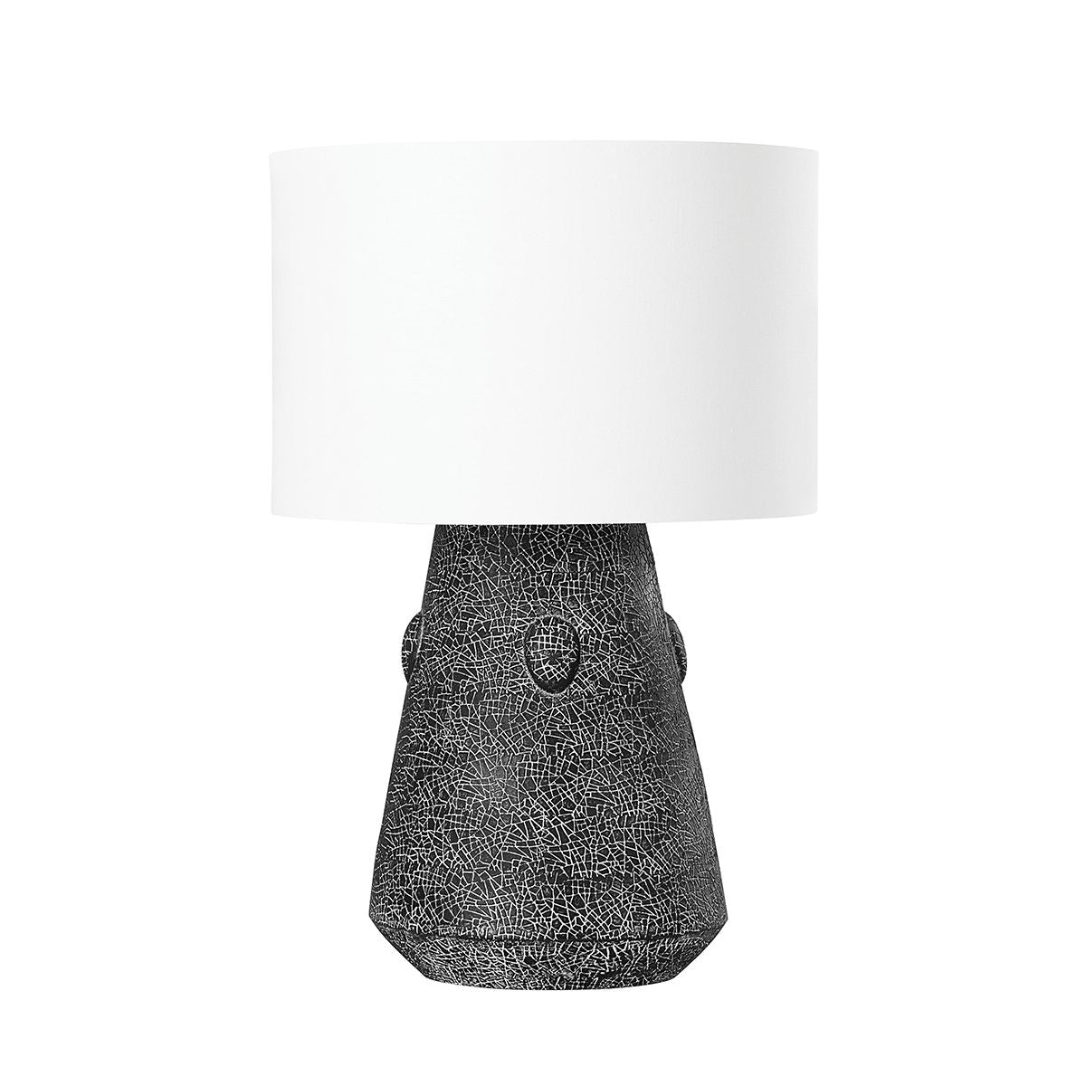 Silas Table Lamp by Troy Lighting, Unique Black Raku Ceramic, Dimmable, 25.5" Height