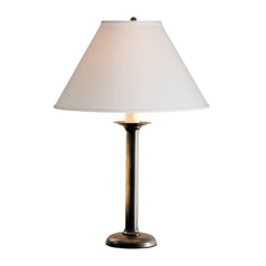 Hubbardton Forge Simple Lines Table Lamp 27" High, Hand-Forged Steel with Linen Shade, Dimmable