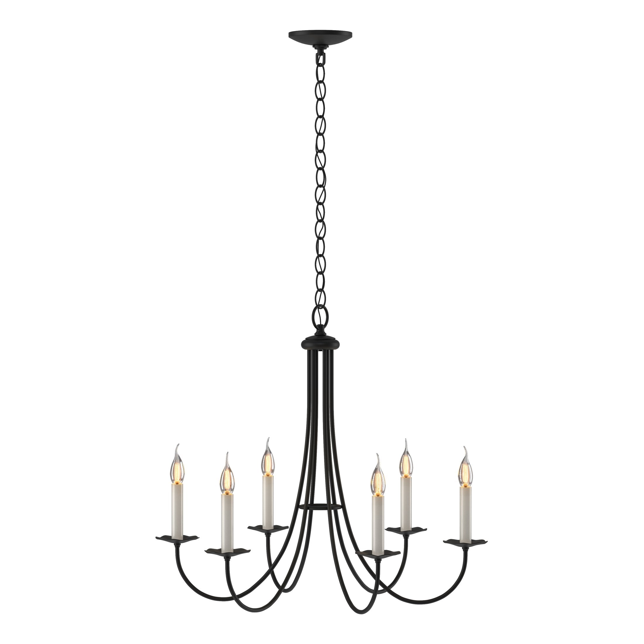 Hubbardton Forge 6 Arm Simple Sweep Chandelier - Dimmable Iron Fixture for Elegant Spaces