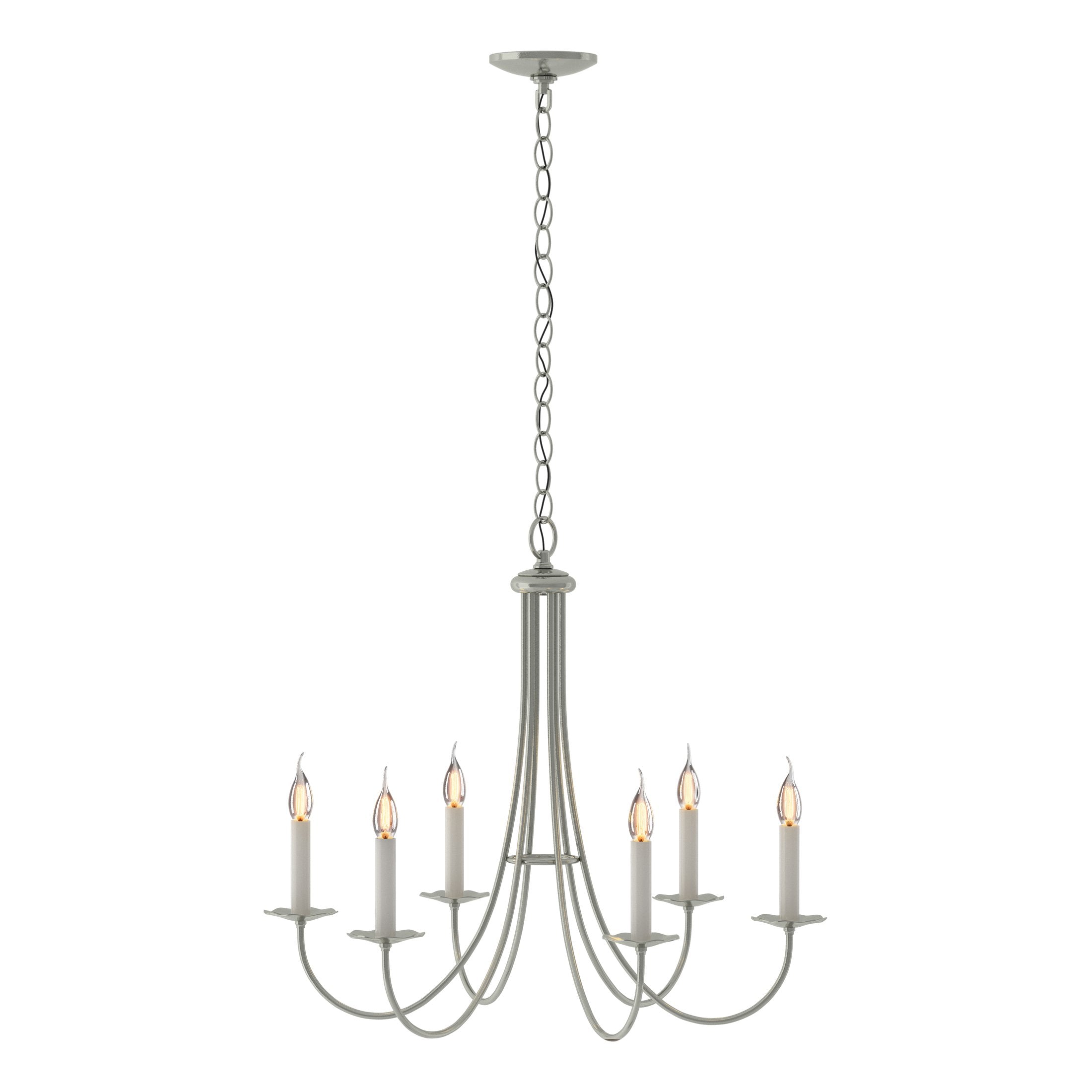 Hubbardton Forge 6 Arm Simple Sweep Chandelier - Dimmable Iron Fixture for Elegant Spaces