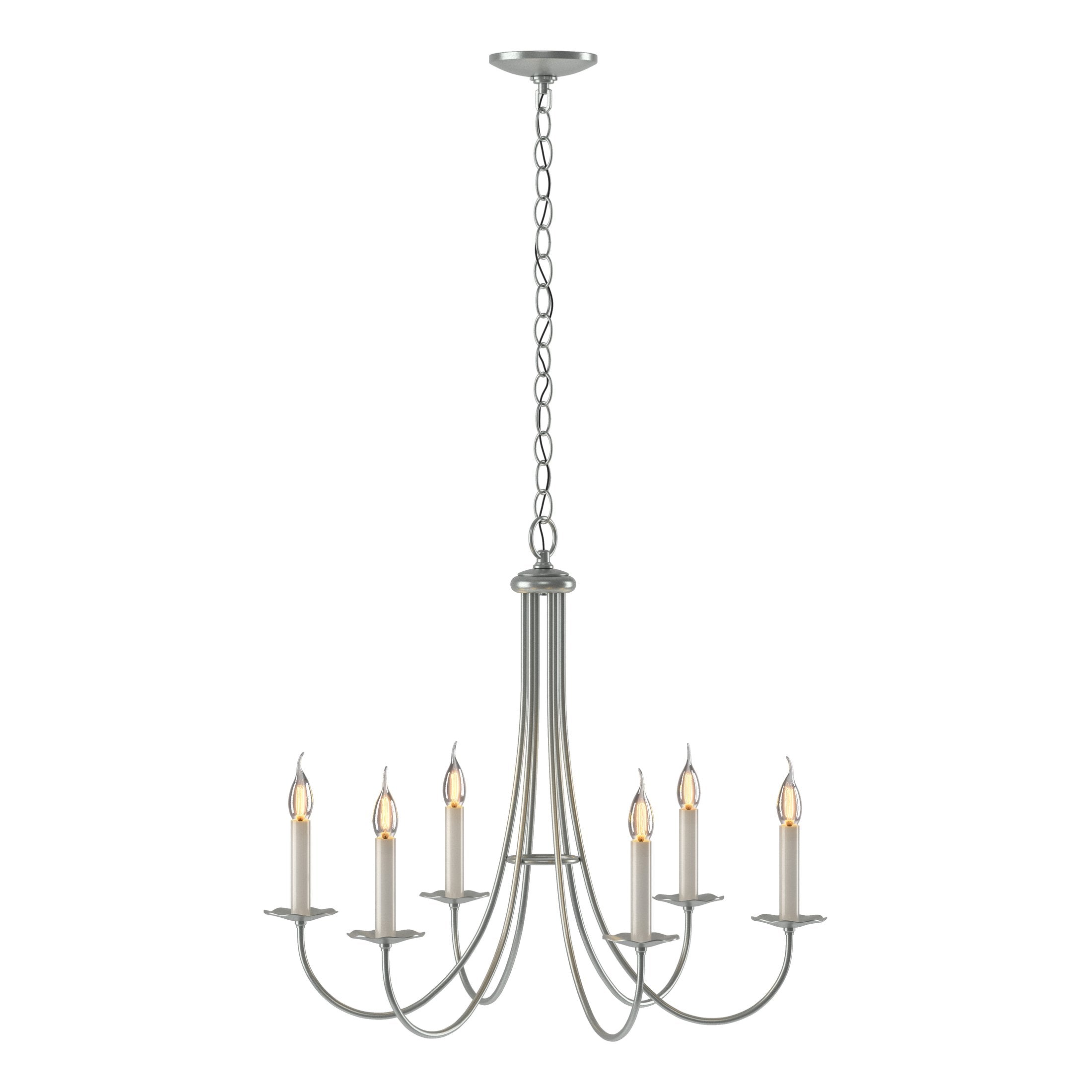 Hubbardton Forge 6 Arm Simple Sweep Chandelier - Dimmable Iron Fixture for Elegant Spaces