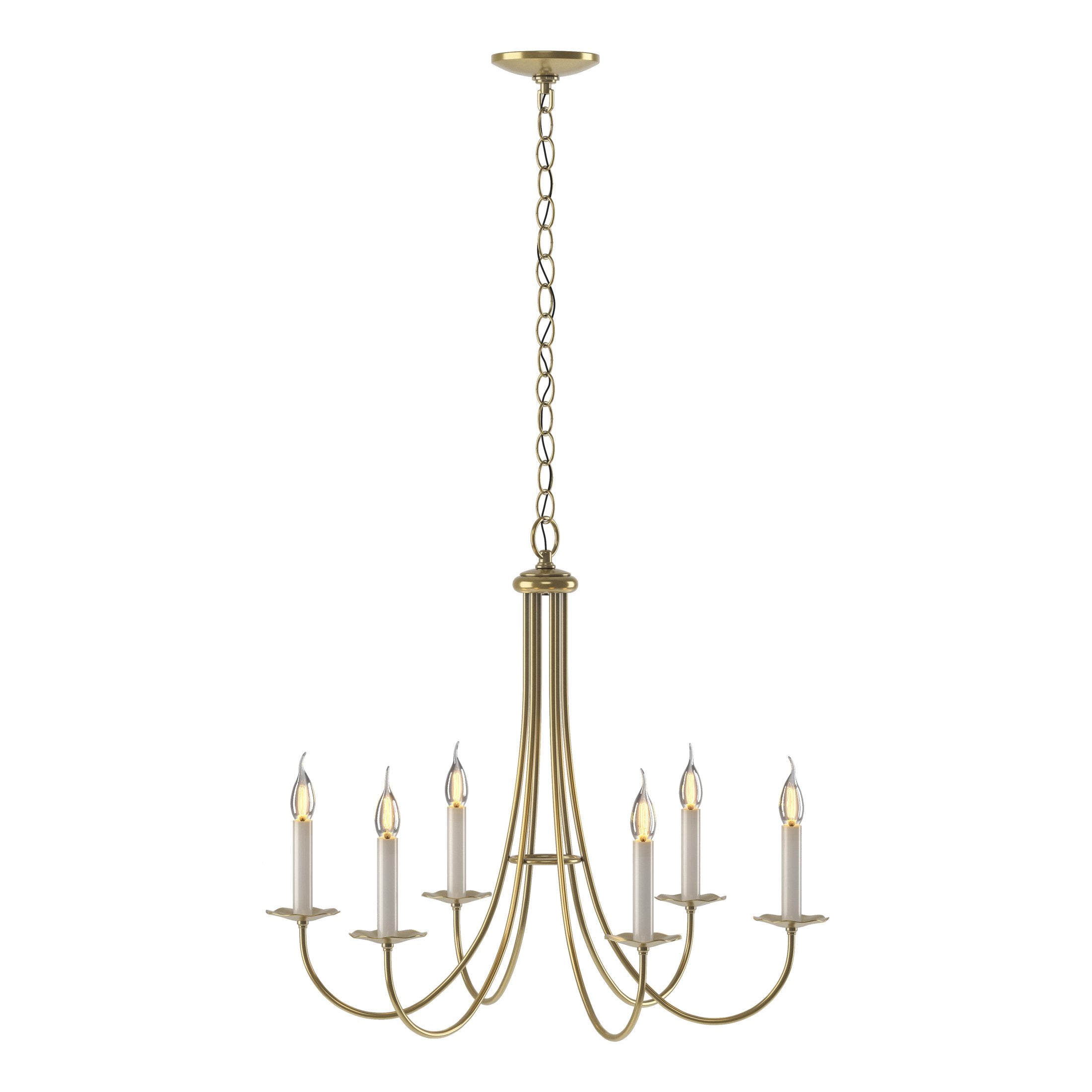 Hubbardton Forge 6 Arm Simple Sweep Chandelier - Dimmable Iron Fixture for Elegant Spaces