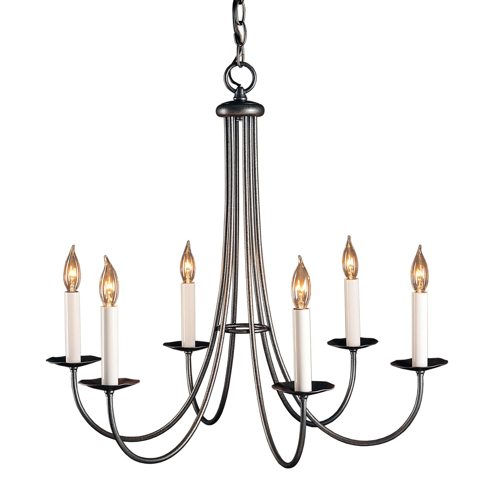 Hubbardton Forge 6 Arm Simple Sweep Chandelier - Dimmable Iron Fixture for Elegant Spaces