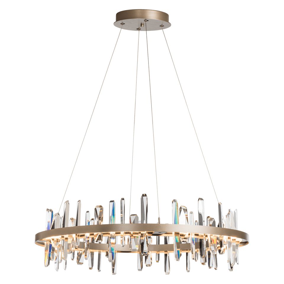 Hubbardton Forge Solitude 36-Inch Circular LED Pendant Light with Adjustable Height and Crystal Accents