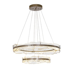 Solstice LED Tiered Pendant Light by Hubbardton Forge, 1500 Lumens, Handcrafted Art Glass, Dimmable