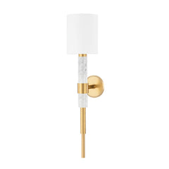 Solstice Sconce by Corbett Lighting - Vintage Brass & Marble Wall Light with Dimming Options