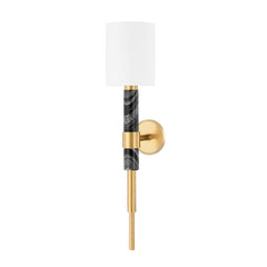 Solstice Sconce by Corbett Lighting - Vintage Brass & Marble Wall Light with Dimming Options