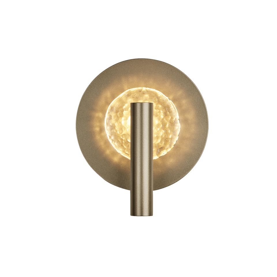 Hubbardton Forge Solstice Sconce 202025 with Textured Glass Shade and Dimmable Functionality