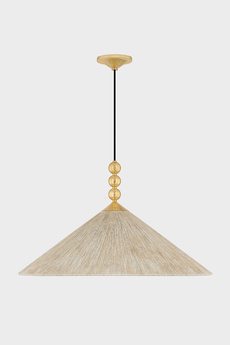 Mitzi Song Pendant Light 30" Wide Woven Jute Shade Aged Brass Finish Dimmable Fixture