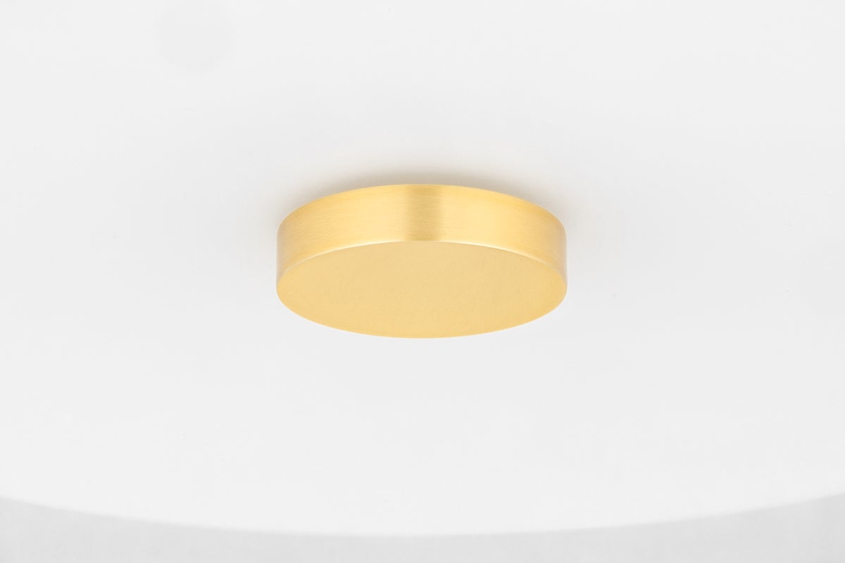 Mitzi Sophie Ceiling Light, Dimmable Opal Glass Shade, Aged Brass or Polished Nickel Finish, UL Damp Rated