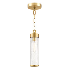 Soriano Pendant Light 13.75" Height Aged Brass Adjustable Dimmable with Crackle Clear Glass Shade