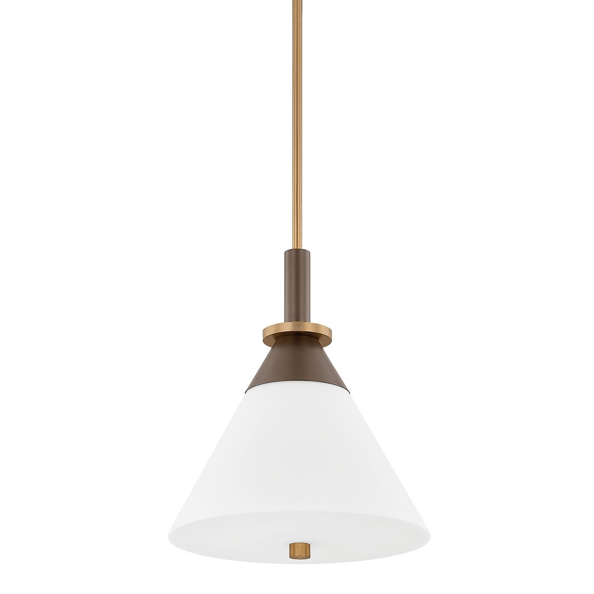 Staton Large Pendant Light By Troy Lighting - 19.5" Height, Adjustable, White Opal Glass & Patina Brass