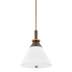 Staton Large Pendant Light By Troy Lighting - 19.5" Height, Adjustable, White Opal Glass & Patina Brass