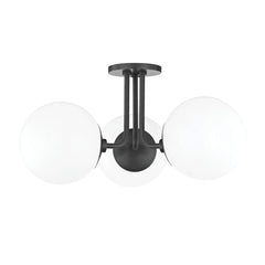 Mitzi Stella 3-Light Semi-Flush Ceiling Light with Glossy Opal Glass and Versatile Design