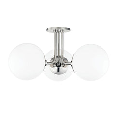 Mitzi Stella 3-Light Semi-Flush Ceiling Light with Glossy Opal Glass and Versatile Design