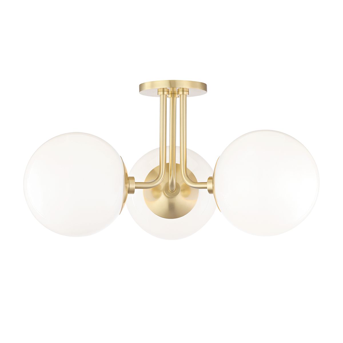 Mitzi Stella 3-Light Semi-Flush Ceiling Light with Glossy Opal Glass and Versatile Design