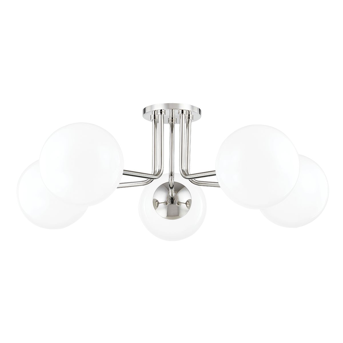 Mitzi Stella 5-Light Semi-Flush Ceiling Light with Glossy Opal Glass and Dimmable Options