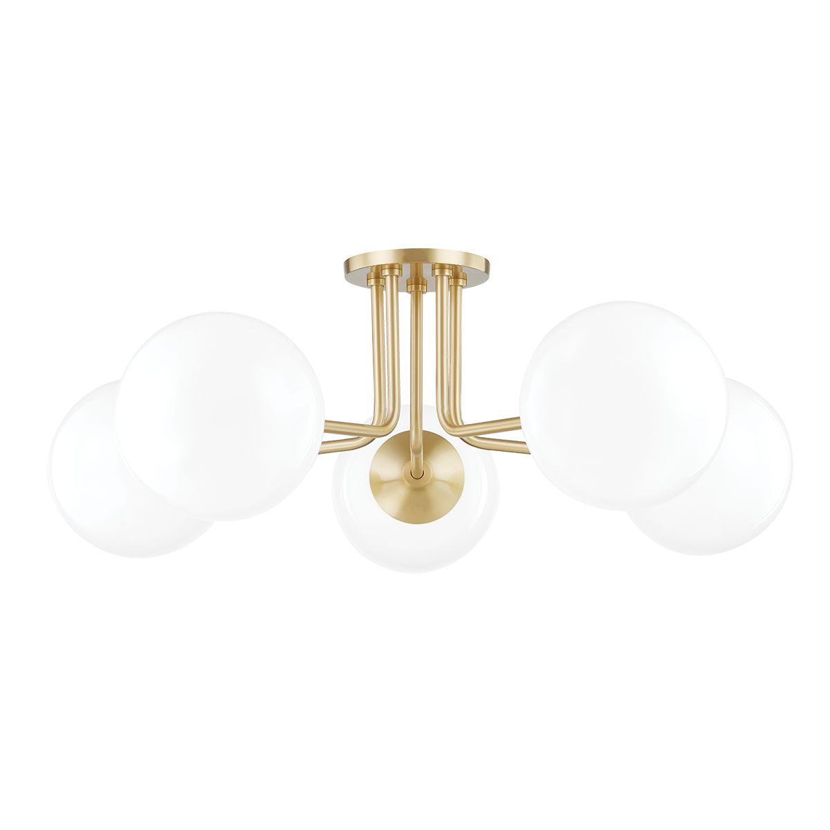 Mitzi Stella 5-Light Semi-Flush Ceiling Light with Glossy Opal Glass and Dimmable Options