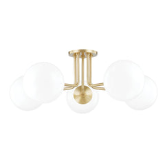 Mitzi Stella 5-Light Semi-Flush Ceiling Light with Glossy Opal Glass and Dimmable Options