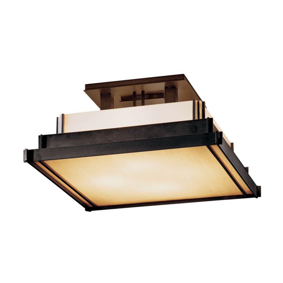 Hubbardton Forge Steppe 4-Light Small Semi-Flush Ceiling Fixture in Hand-Forged Steel