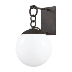 Stormy Large Outdoor Wall Sconce by Troy Lighting - Durable French Iron Finish, Opal Glass Shade, Dimmable, UL Wet Rated