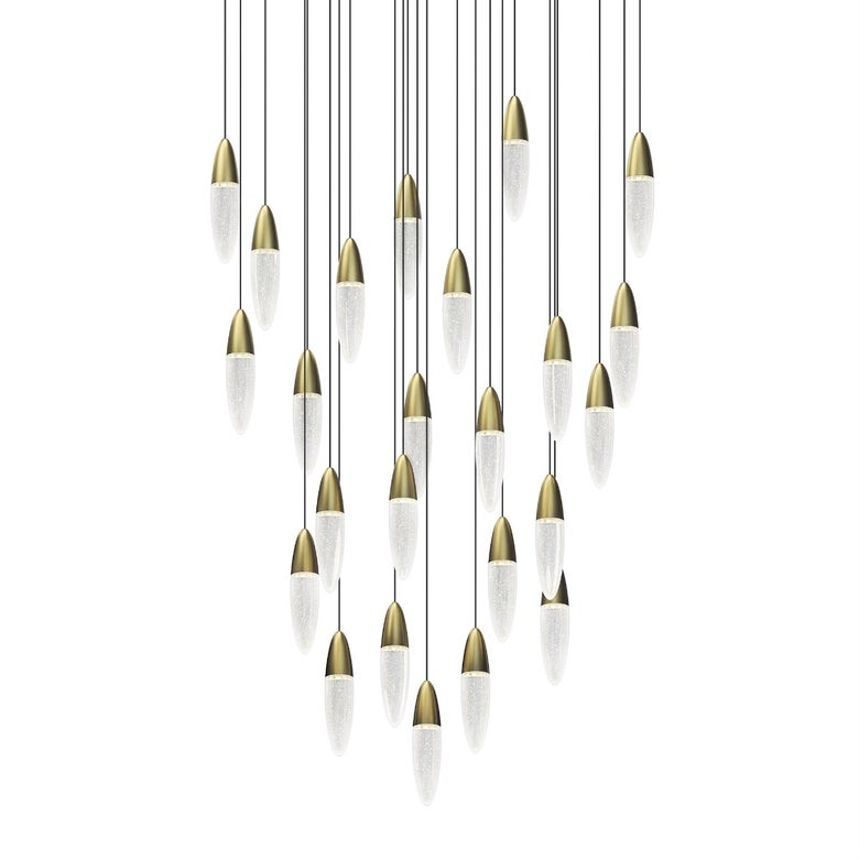 Sultana 24-Light Round Chandelier by SONNEMAN, Dimmable, Hand-Blown Seeded Crystal, 3000K Warm Light