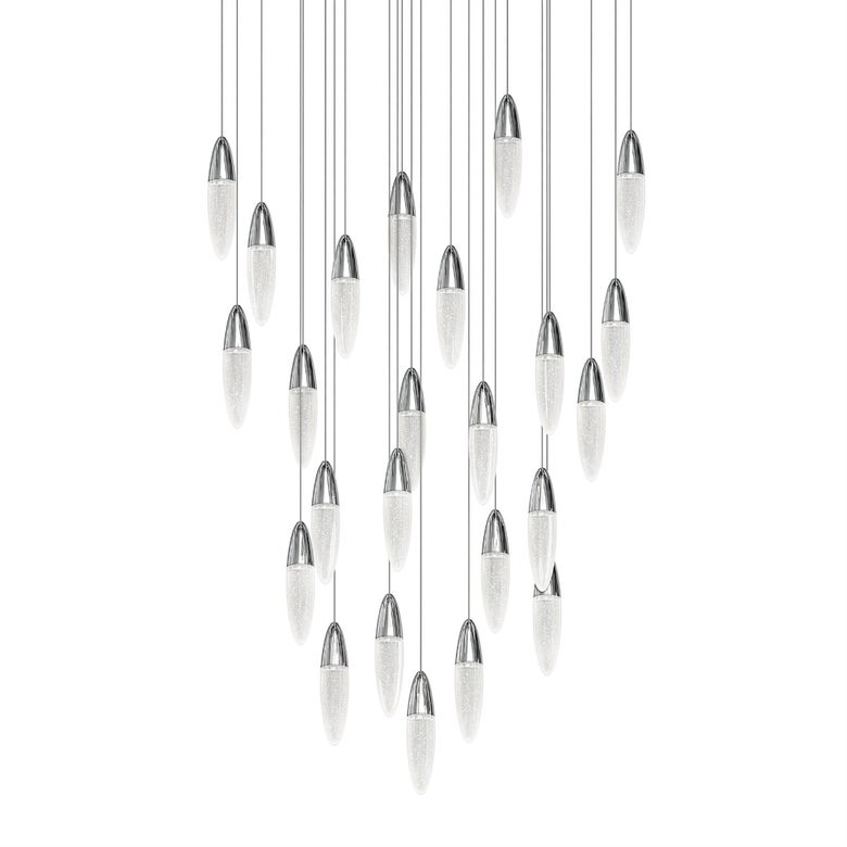 Sultana 24-Light Round Chandelier by SONNEMAN, Dimmable, Hand-Blown Seeded Crystal, 3000K Warm Light