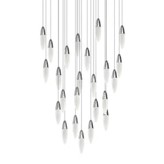 Sultana 24-Light Round Chandelier by SONNEMAN, Dimmable, Hand-Blown Seeded Crystal, 3000K Warm Light